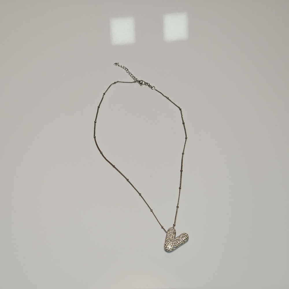 Elegant Silver Initial V Necklace